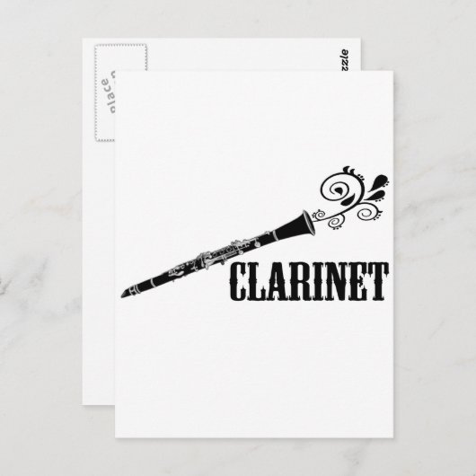 Clarinet Vector Swirl Design Briefkaart (Voorkant / Achterkant)