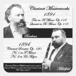 Clarinetist Mühlfeld inspireerde Brahms Vierkante Sticker