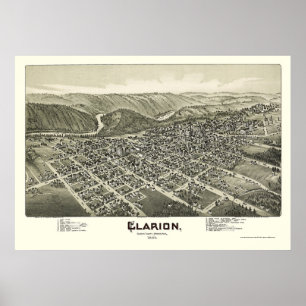 Clarion, PA Panorama Map - 1896 Poster
