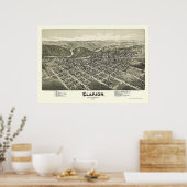 Clarion, PA Panorama Map - 1896 Poster (Keuken)