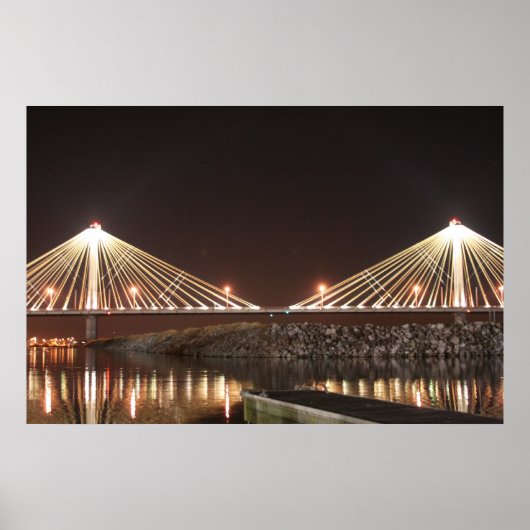 Clark Bridge 's nachts Poster (Voorkant)