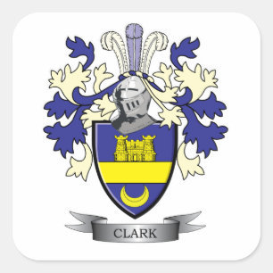 Clark Family Crest Coat of Arms Vierkante Sticker