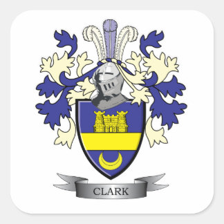 Clark Family Crest Coat of Arms Vierkante Sticker
