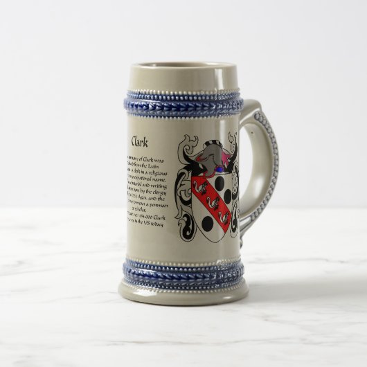 Clark Family Crest Stein Bierpul (Voorkant rechts)
