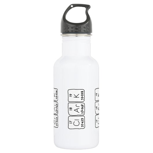 Clark periodieke handelsnaam waterfles (Voorkant)