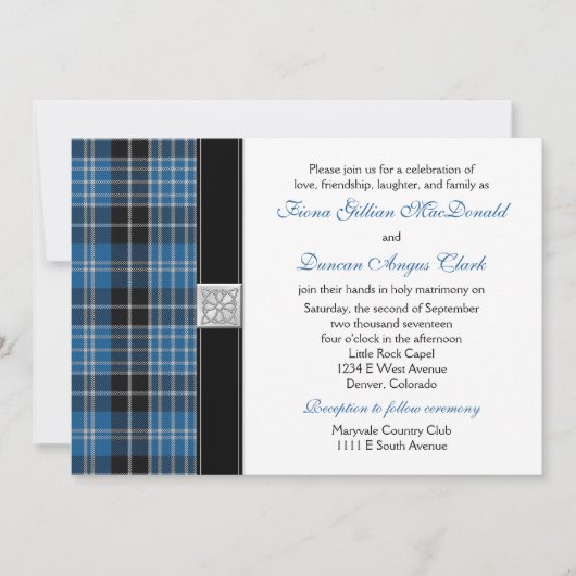Clark Tartan Wedding Invitation Reception Kaart (Voorkant)