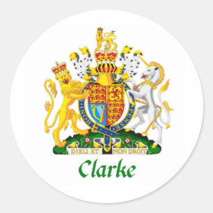 Clarke "Clarke Coat of Arms" "Clarke Family Crest" Ronde Sticker