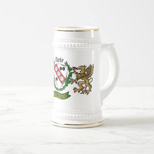 Clarke Irish Shield Personalized Bierpul (Voorkant rechts)