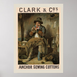Clarks Anchor Sewing Cotton Advertisement Poster