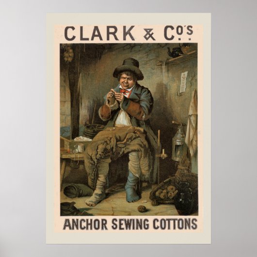 Clarks Anchor Sewing Cotton Advertisement Poster (Voorkant)
