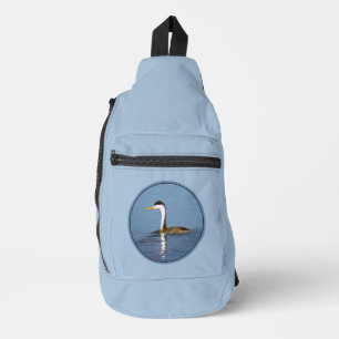 Clark's Grebe Lake Schilderij Originele Wild Bird Sling Bag