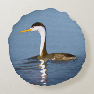 Clark's Grebe Painting - Oorspronkelijke vogelkuns Rond Kussen