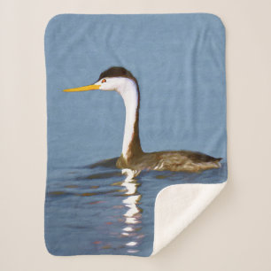 Clark's Grebe Painting - Oorspronkelijke vogelkuns Sherpa Deken