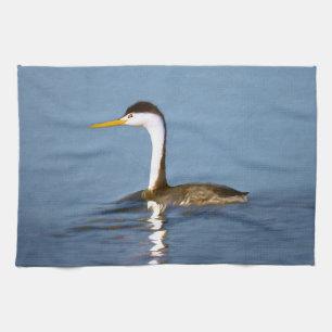 Clark's Grebe Painting - Oorspronkelijke vogelkuns Theedoek