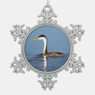 Clark's Grebe Painting - Oorspronkelijke vogelkuns Tin Sneeuwvlok Ornament