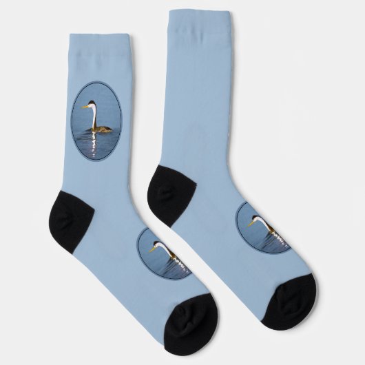 Clark's Grebe Schilderij - Originele Wild Bird Art Sokken (Rechts)