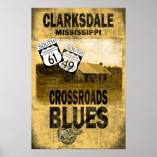 Clarksdale Mississippi Blues Poster (Voorkant)