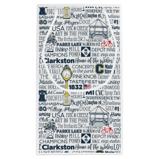 Clarkston Michigan Gift Bag Klein Cadeauzakje (Achterkant)