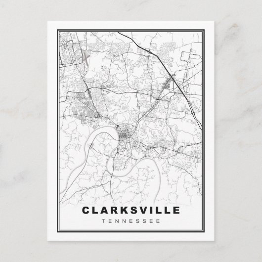 Clarksville Map Briefkaart (Voorkant)