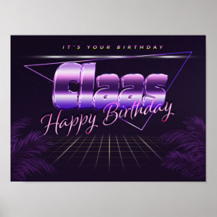 Clasnaam Vorname lila retro Poster Geburtstag