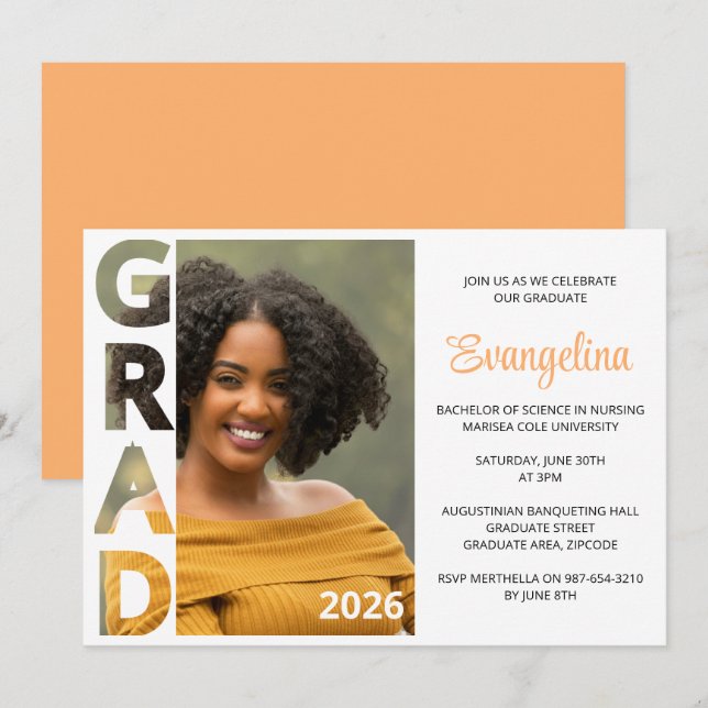 Class 2026 BSN Nursing Graduate Party Invitation (Devant / Derrière)