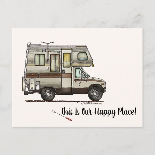 CLASS C RV happy camper art Cute Briefkaart (Voorkant)