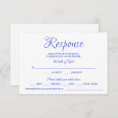 Class Calligraphy Blue Wedding RSVP Monogram (Voorkant / Achterkant)