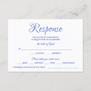 Class Calligraphy Blue Wedding RSVP Monogram Kaartje