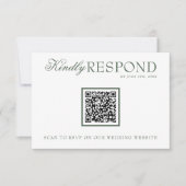 Class Emerald Green Boho QR Fancy Code Wedding RSVP Kaartje (Voorkant)