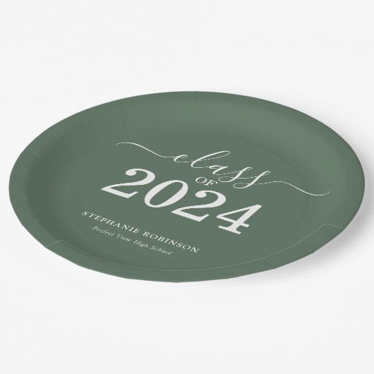 Class of 2024 Sage Green Graduation Party Papieren Bordje (Gekanteld)