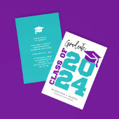 Class of 2024 Turquoise and Purple Graduation Kaart