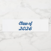 Class of 2026 blue script graduation  waterfles etiket (Enkel label)