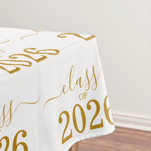 Class of 2026 Elegant Gold Script  Tafelkleed (Voorbeeld)