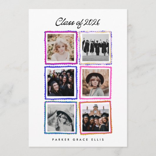 Class of 2026 Graduate 6 Photo Collage High School Aankondiging (Voorkant)