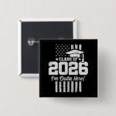 Class of 2026 Graduation Distressed Flag Design Vierkante Button 5,1 Cm (Voorkant /achterkant)