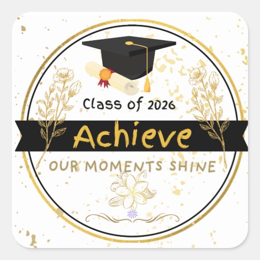 Class of 2026 Graduation Gold Floral Sticker (Devant)