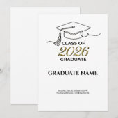 Class of 2026 Graduation Invitation Gold and Black (Devant / Derrière)