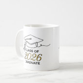 Class of 2026 Graduation Mug with Gold Mortarboard (Devant gauche)