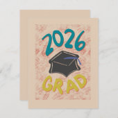 Class of 2026 Grunge Style Graduation Announcement (Voorkant / Achterkant)