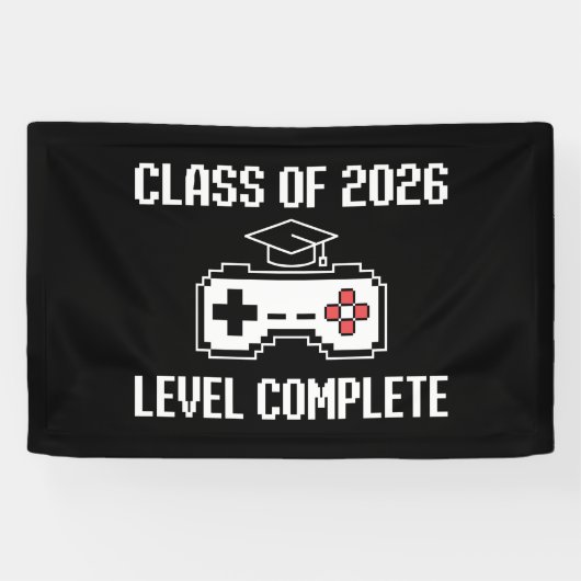 Class Of 2026 Level Complete Gaming Graduation Spandoek (Horizontaal)
