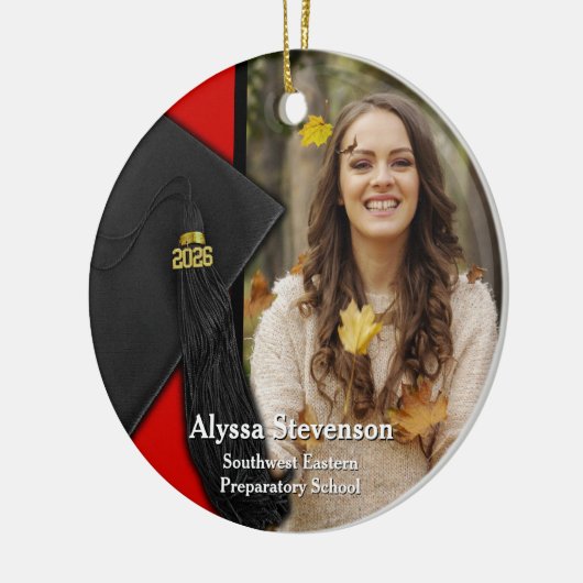 Class of 2026 Red Tassel Dignified Graduation Keramisch Ornament (Links)