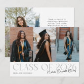 Class of 2026 Script Name White Grad Photo Aankondiging (Voorkant / Achterkant)
