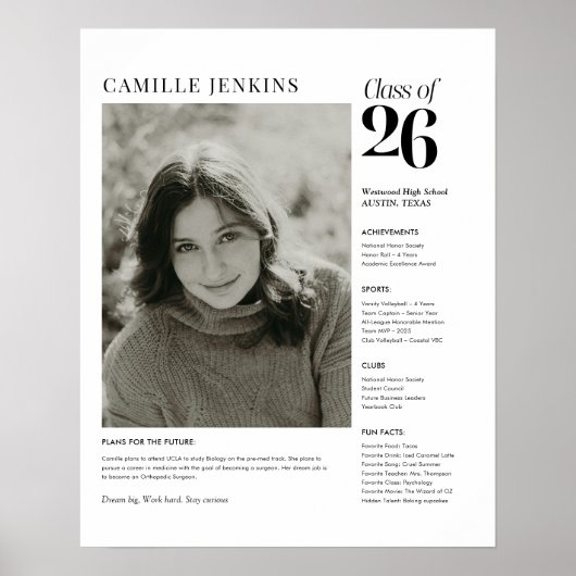 Class of 2026 Senior Photo Memory Poster (Devant)