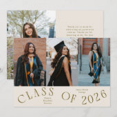 Class of 2026 Typography Grad Photo Cream Aankondiging (Voorkant / Achterkant)