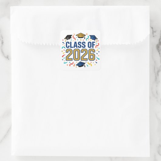 Class of 2026 vierkante sticker (Tas)