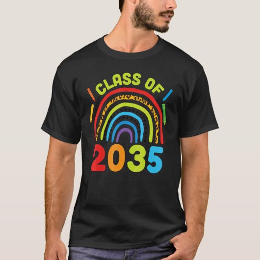 Class of 2035 Rainbows Grow  Back to School Grad P T-shirt (Voorkant)