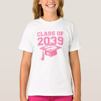 Class of 2039 Ornate Pink Graduation Cap Design T-shirt