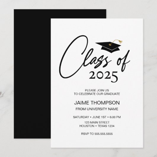 Class of Modern Graduation Invitation (Devant / Derrière)