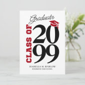 Class of Red Black Graduation Kaart (Staand voorkant)