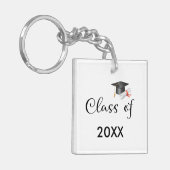 Class of Your Year Graduation Cap gepersonaliseerd Sleutelhanger (Voorkant Links)